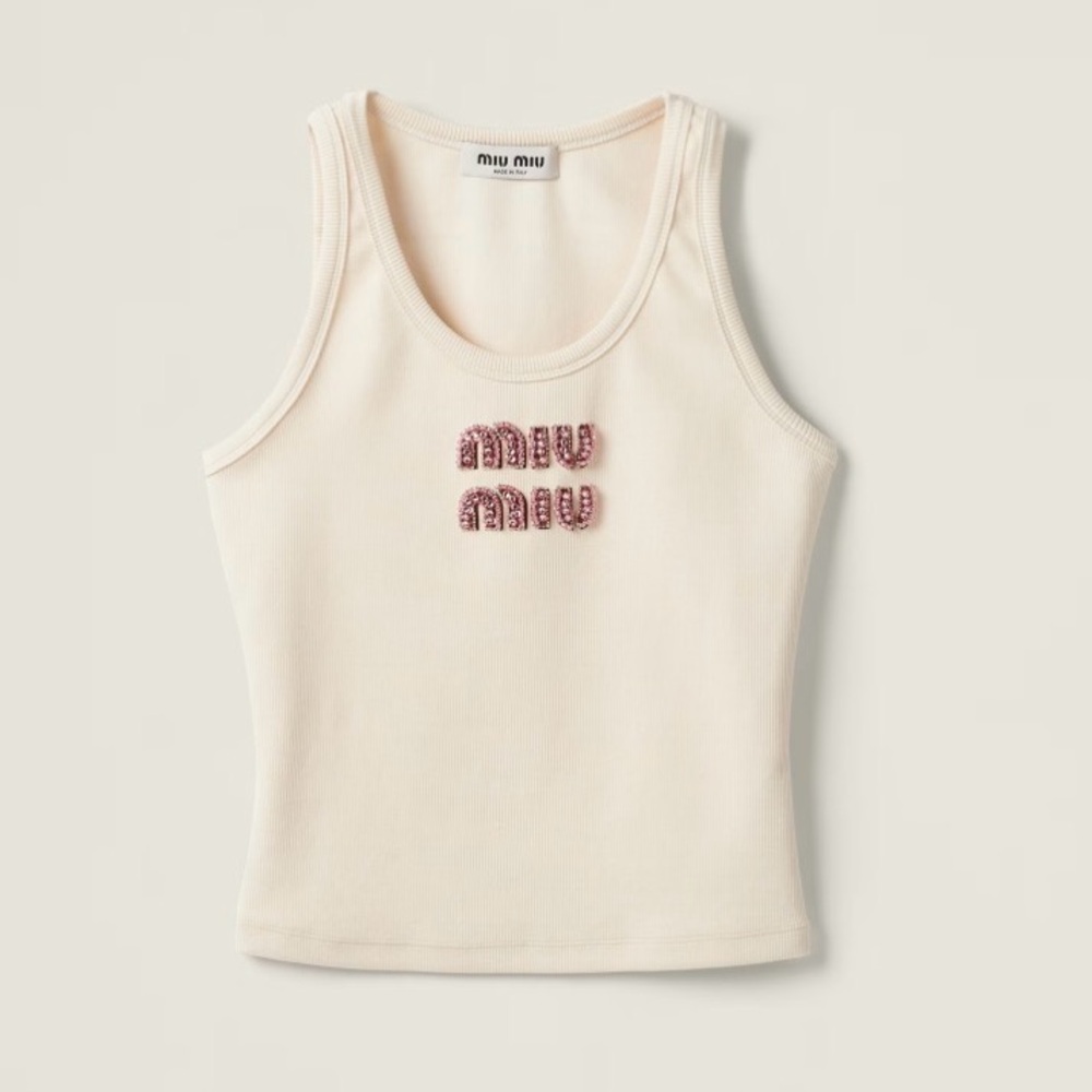 Miu Miu Ribbed Jersey Top